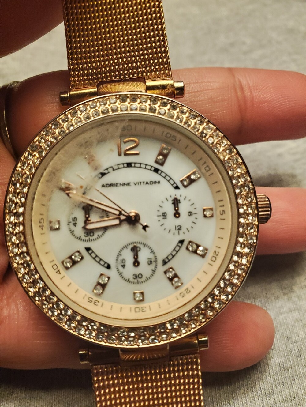 Adrienne Vittadini Gold Watch - AS IS FOR PARTS / REPAIR-need Battery